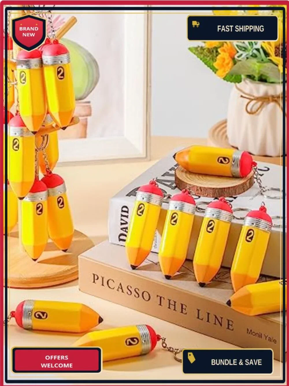 Pencil Keychains Foam Squeeze Charms 25 Pack Teacher Gifts